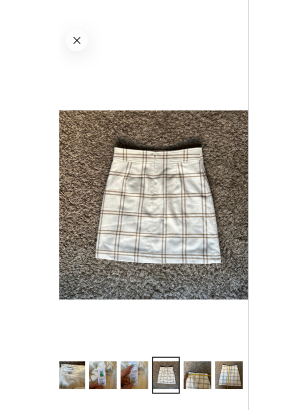 Women's J.Crew Wool Blend Plaid Mini Skirt, Size 4, White and Beige Preppy - Picture 5 of 7